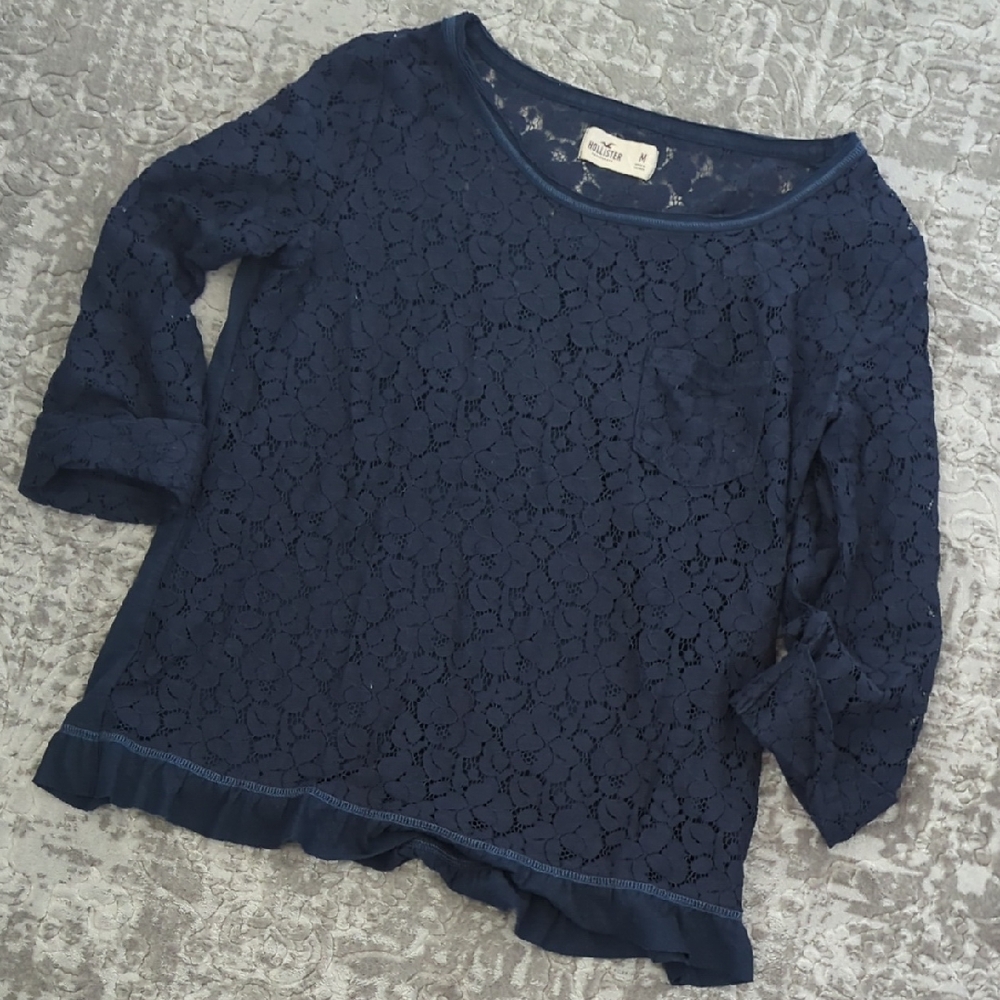 Hollister Navy Lace Top